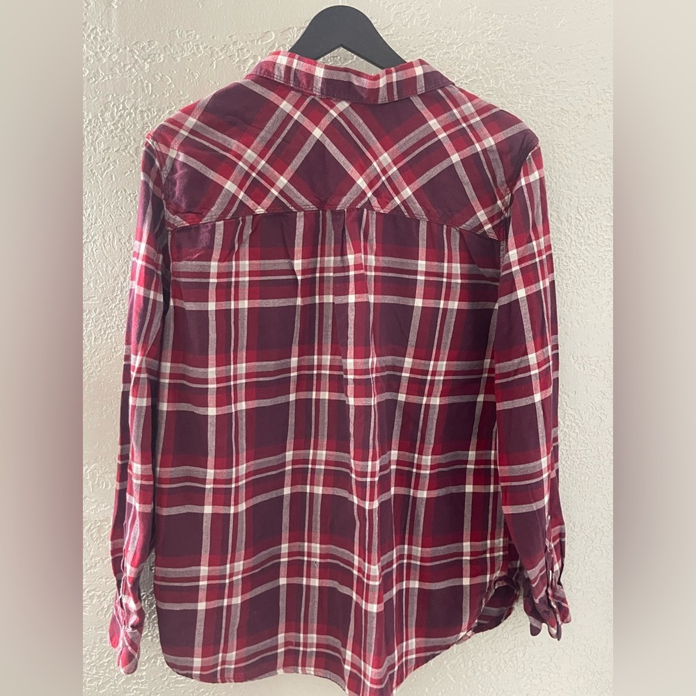 Vintage Women's Levi's Burgundy Plaid Button‎ Down Shirt Size XLARGE - Picture 5 of 7